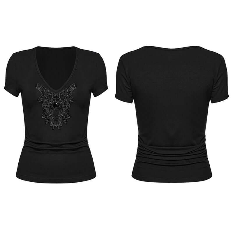 Punk Rave Armida V-neck T-shirt - DevilGothic DevilGothic