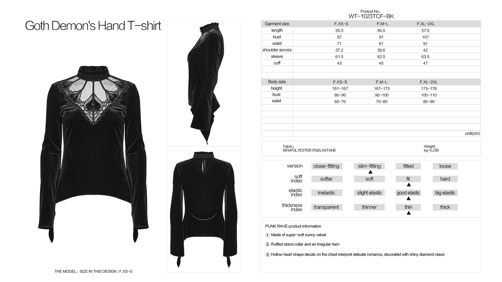 Punk Rave Belladonna Demon’s Hand Velvet T-Shirt - DevilGothic DevilGothic