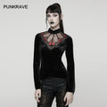 Punk Rave Belladonna Demon’s Hand Velvet T-Shirt in Red - DevilGothic DevilGothic
