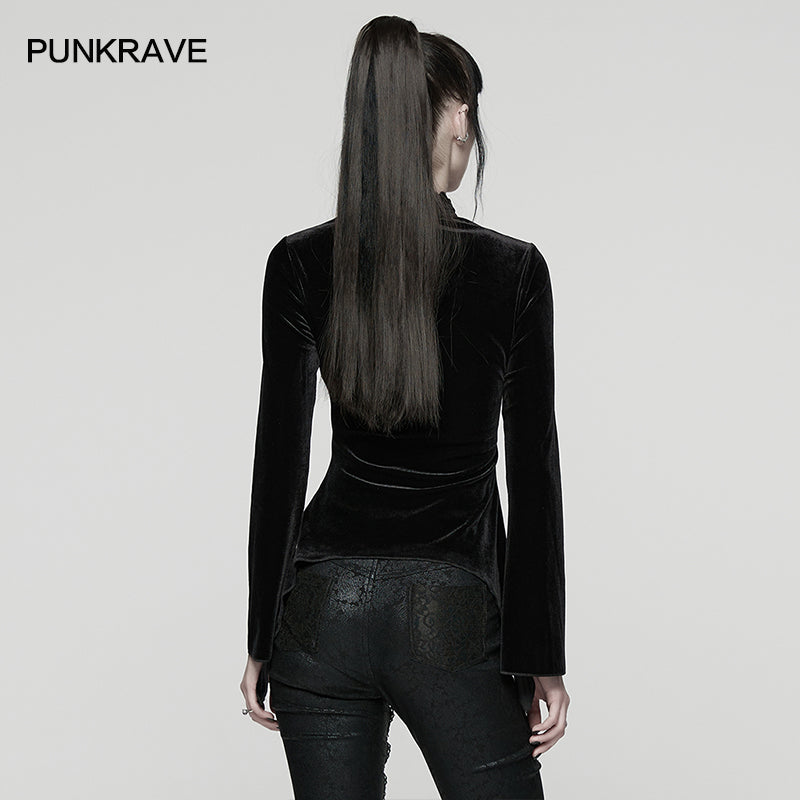 Punk Rave Belladonna Demon’s Hand Velvet T-Shirt in Red - DevilGothic DevilGothic