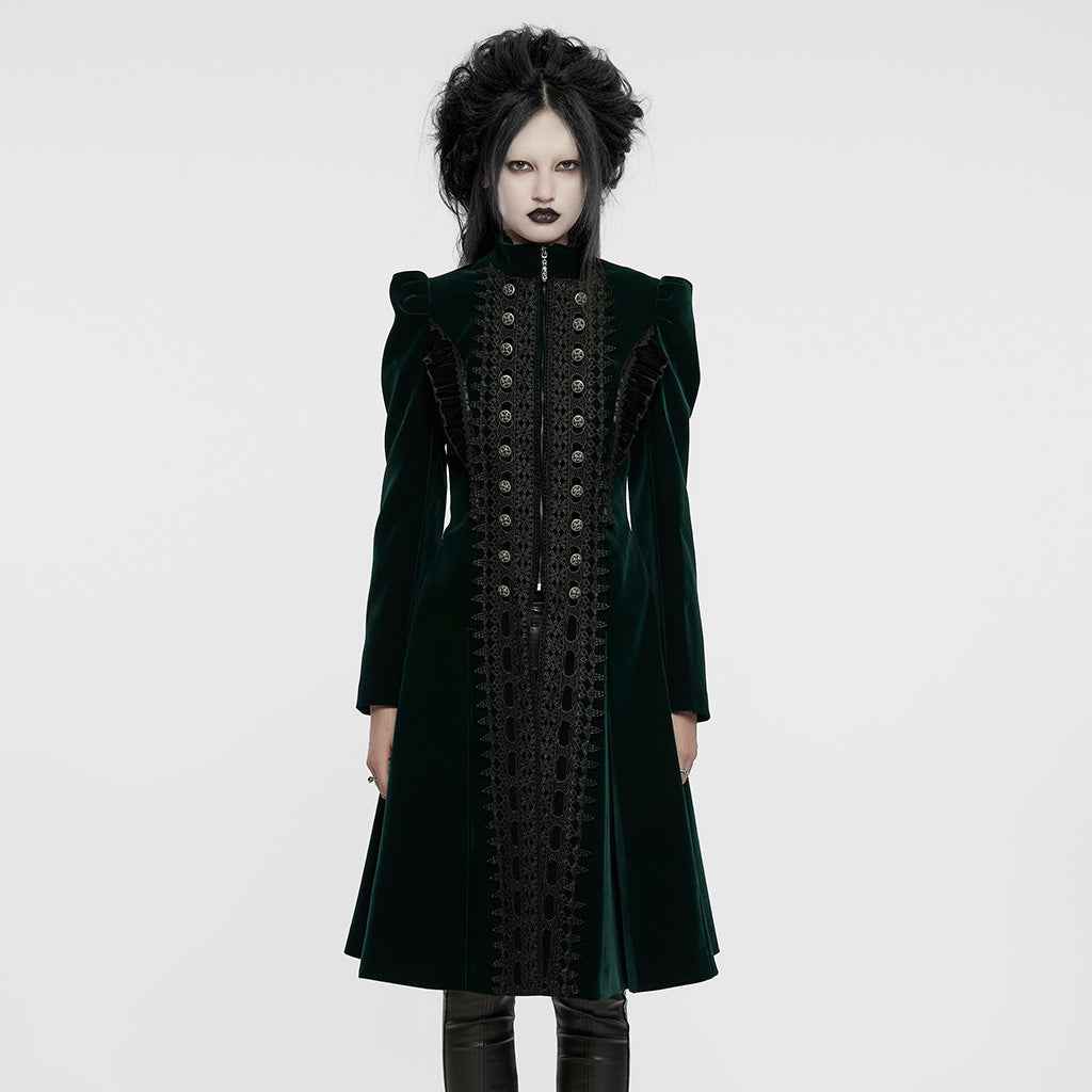 Punk Rave Aviara Dark Green Velvet Coat