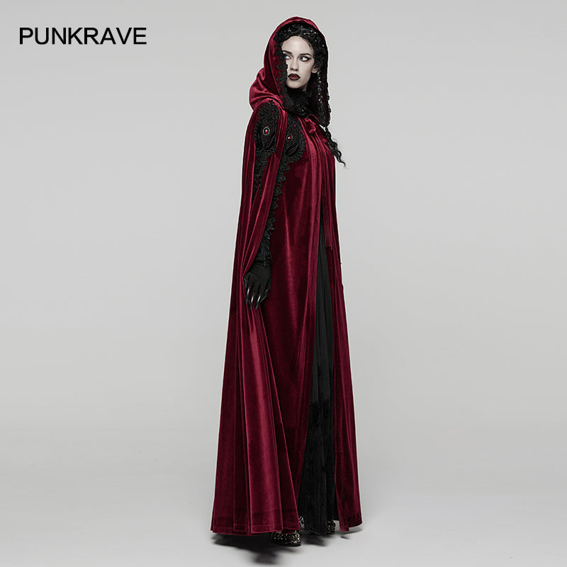 Punk Rave Seraphiel Gothic Velvet Cloak – Blood Red - DevilGothic DevilGothic