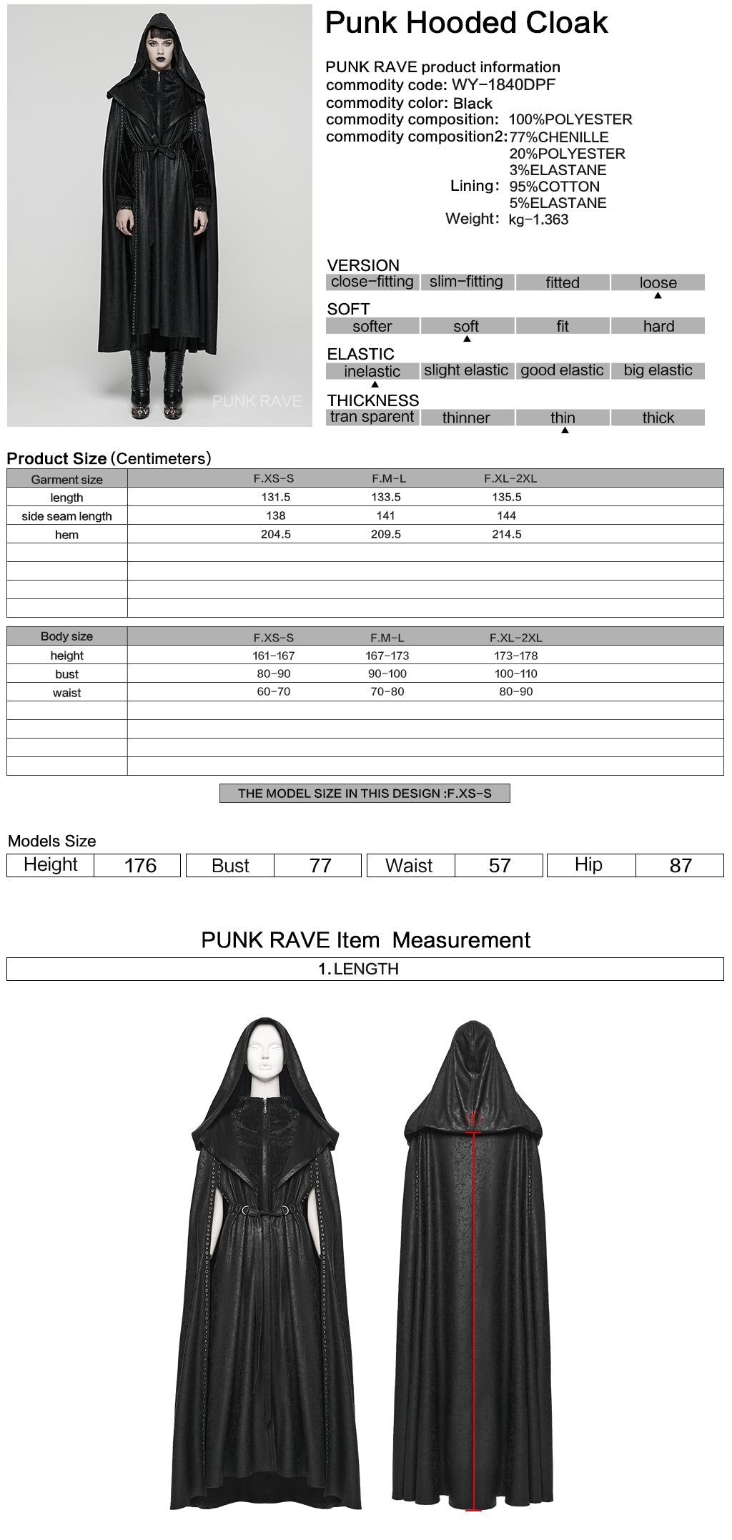 Punk Rave Punk Hooded Cloak - DevilGothic DevilGothic