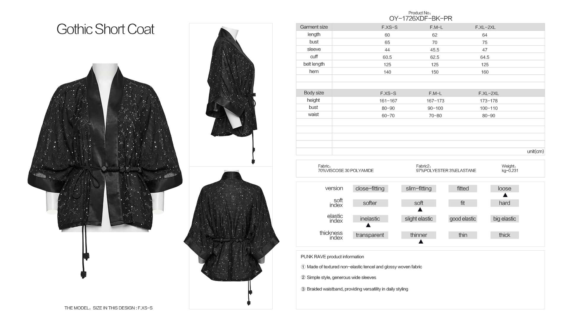 Punk Rave Augusta Constellation Print Kimono Top or Jacket - DevilGothic DevilGothic