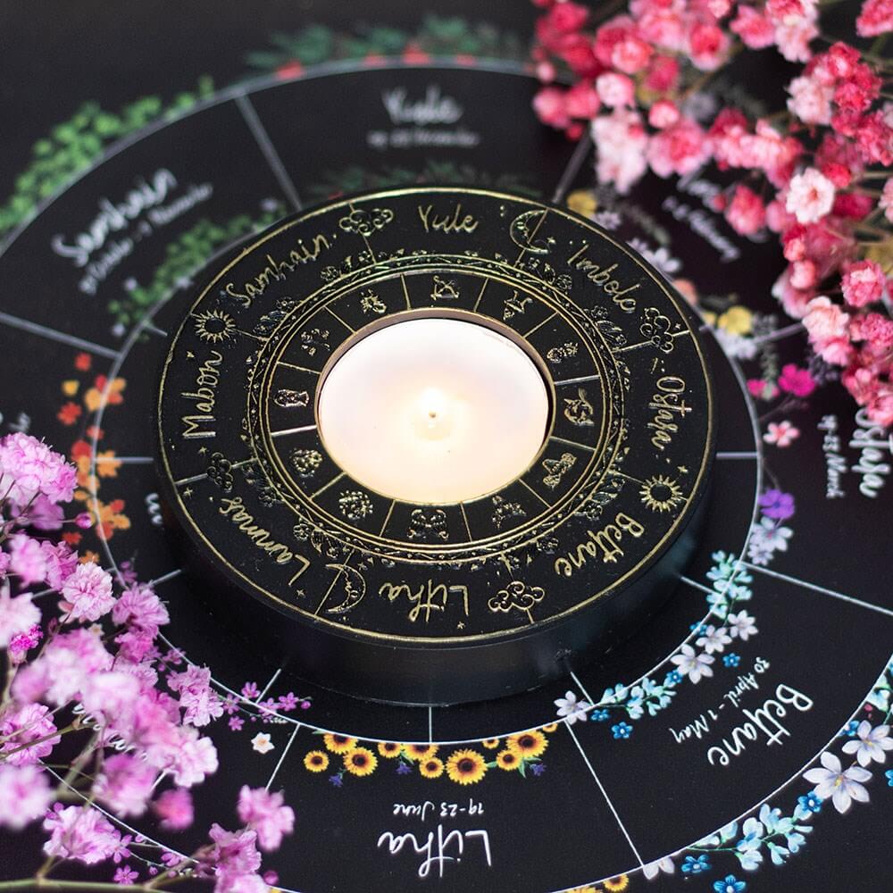 Gothic Gifts Wheel of the Year Tealight Candle Holder