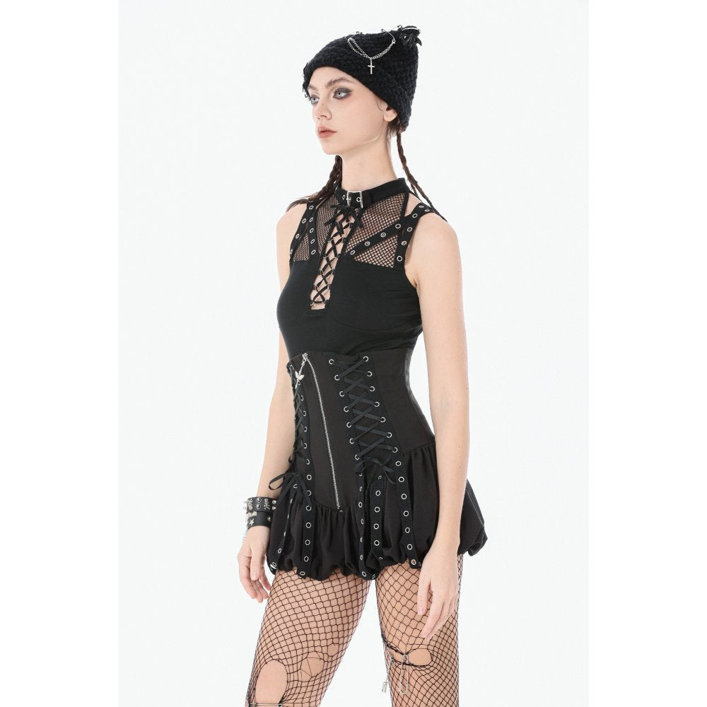 Dark in Love Ruth Mesh Strap Gothic Sleeveless Top - DevilGothic DevilGothic