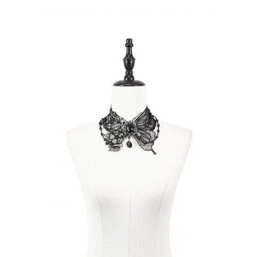 Dark in Love Lysandra Butterfly Lace Beaded Collar - DevilGothic DevilGothic