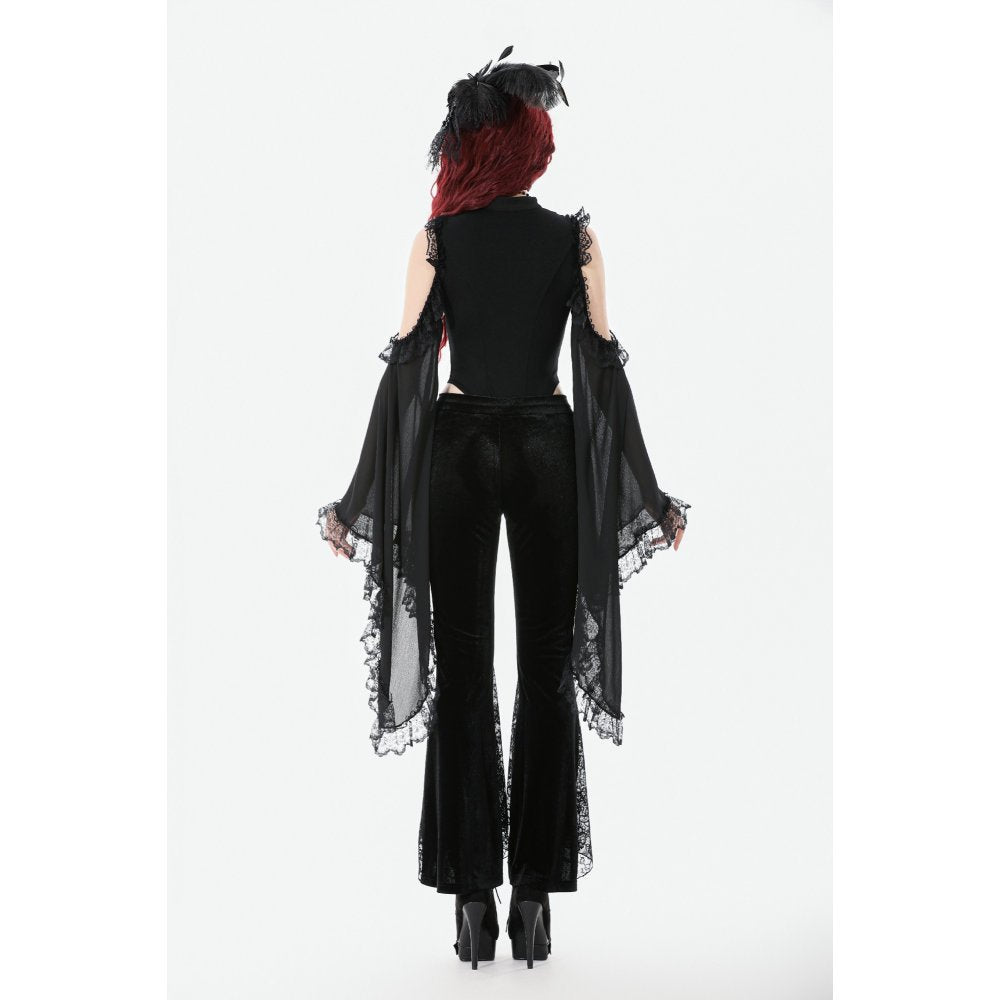 Dark in Love Erzebeth Velvet Lace Flare Trousers - DevilGothic DevilGothic