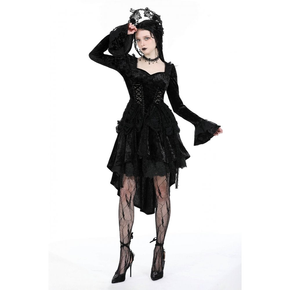 Dark in Love Seraphina Velvet Lace Goth Dress - DevilGothic DevilGothic