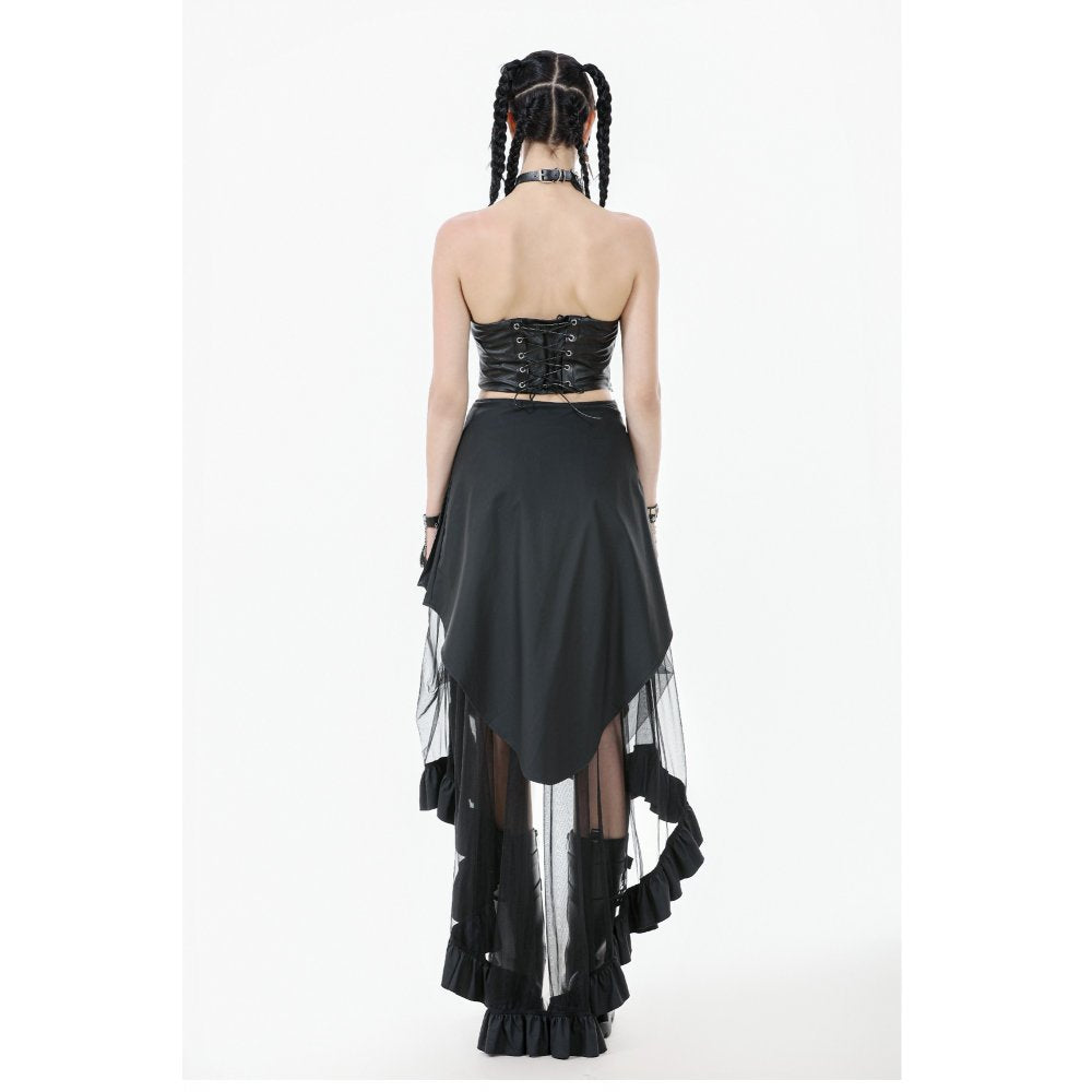 Dark in Love Belladonna Mesh Buckled Goth Skirt in Black - DevilGothic DevilGothic