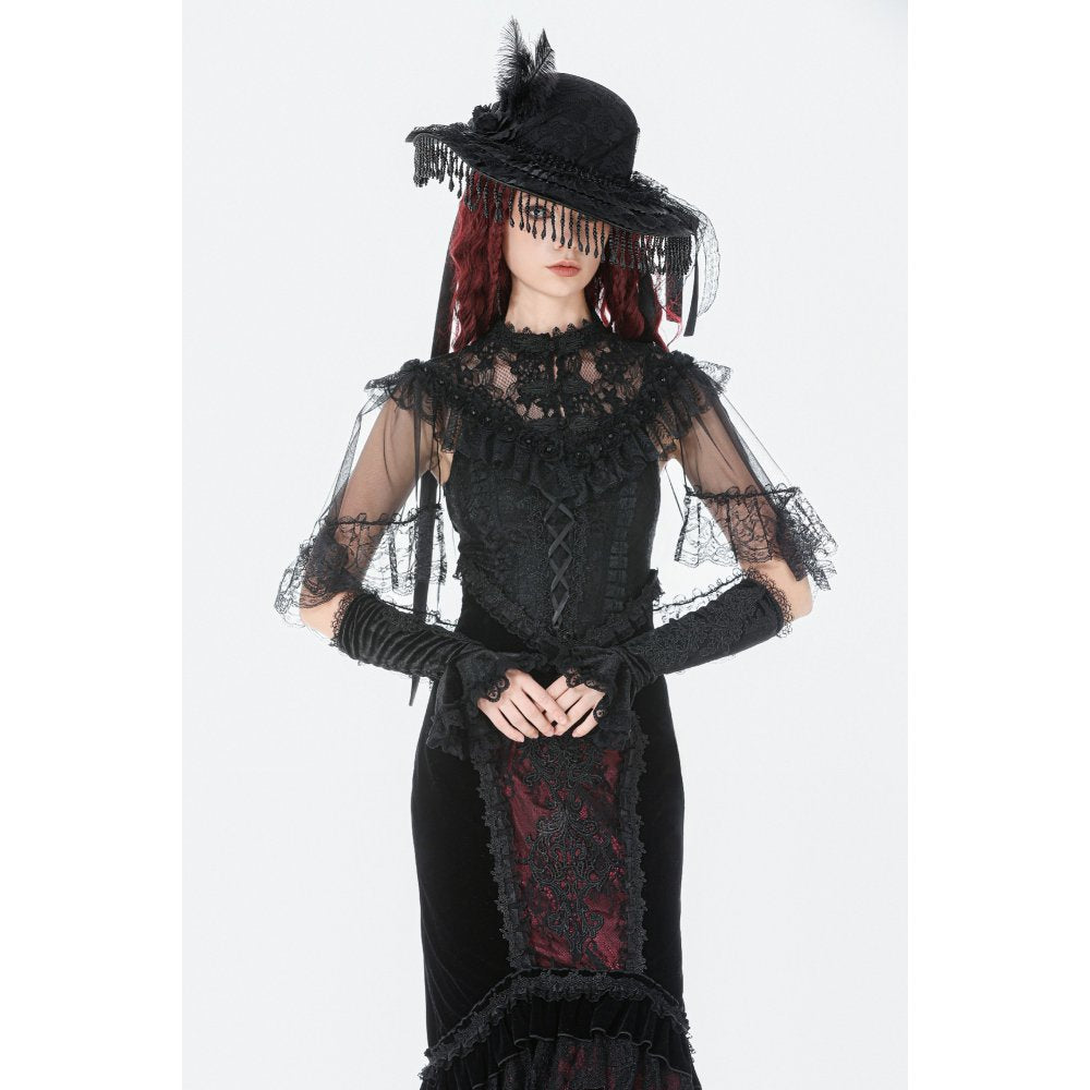 Dark in Love Morwenna Gothic Lace Ruffle Capelet - DevilGothic DevilGothic