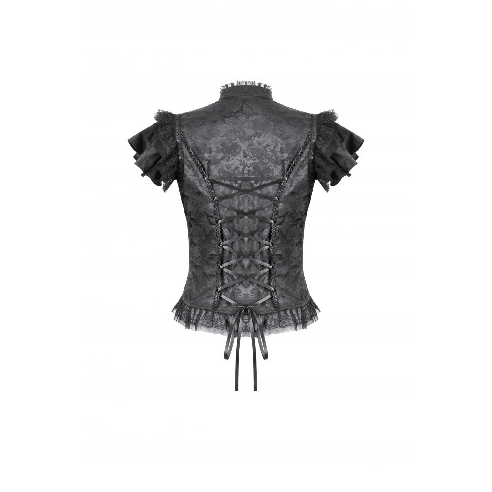 Dark in Love Seraphine Lace Shoulder Goth Top - DevilGothic DevilGothic