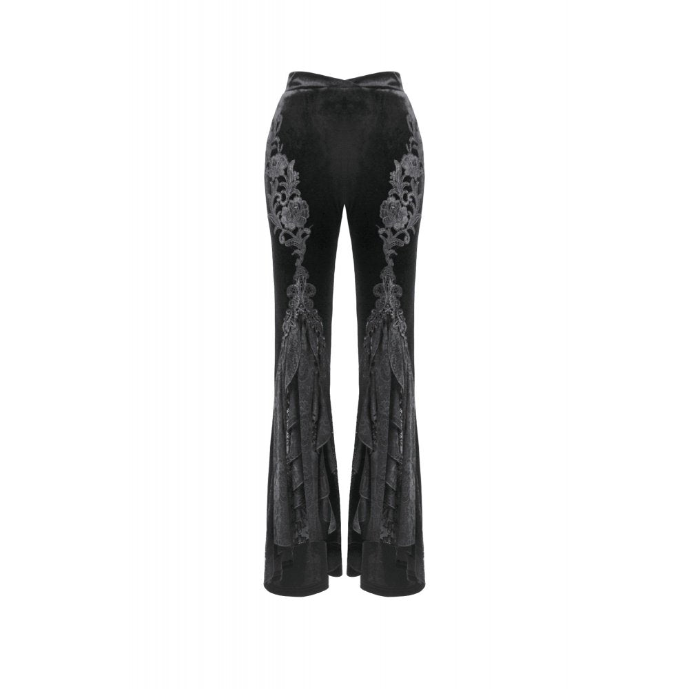 Dark in Love Erzebeth Velvet Lace Flare Trousers - DevilGothic DevilGothic