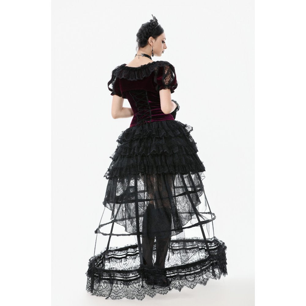 Dark in Love Isolde Velvet & Lace Puff Sleeve Bolero - DevilGothic DevilGothic