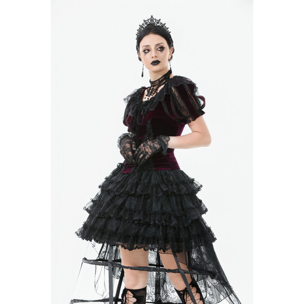 Dark in Love Isolde Velvet & Lace Puff Sleeve Bolero - DevilGothic DevilGothic