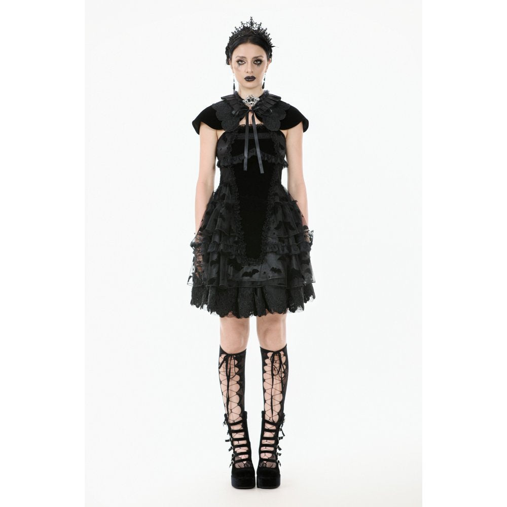 Dark in Love Morwenna Bat Mesh Layered Goth Mini Dress - DevilGothic DevilGothic