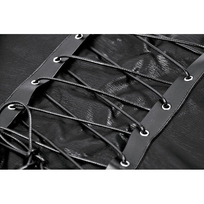 Dark in Love Vespera One-Shoulder Spiked Faux Leather Corset Top - DevilGothic DevilGothic