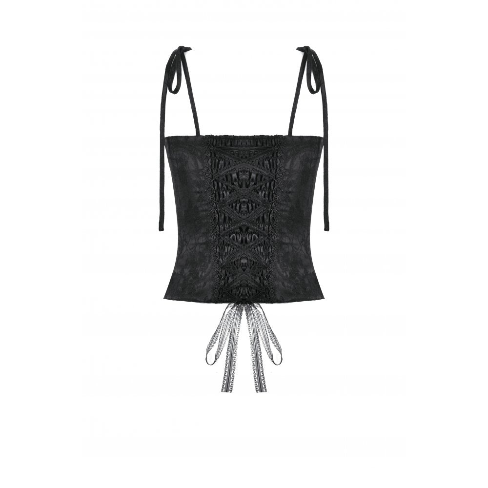 Dark in Love Selene Ruffled Floral Jacquard Corset Top - DevilGothic DevilGothic
