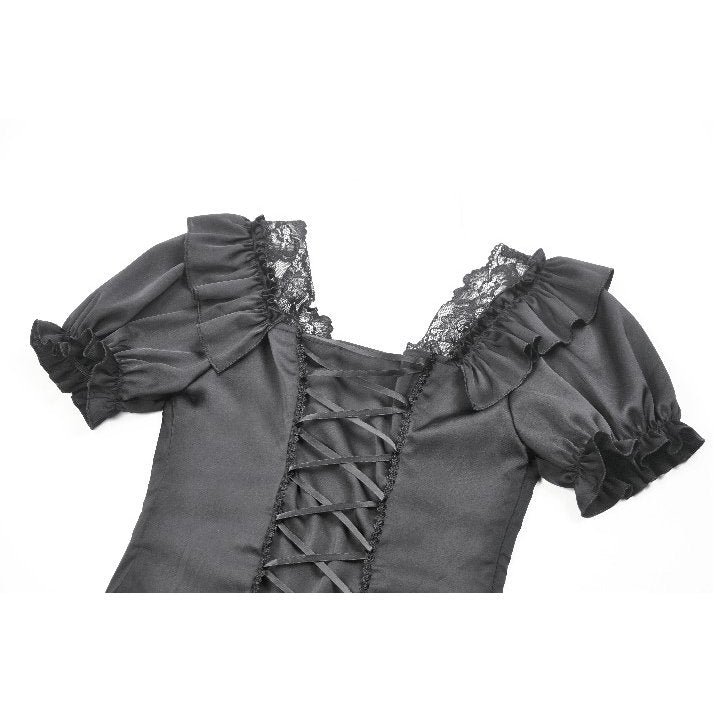 Dark in Love Seraphina Ruched Puff Sleeve Corset Top in Black - DevilGothic DevilGothic