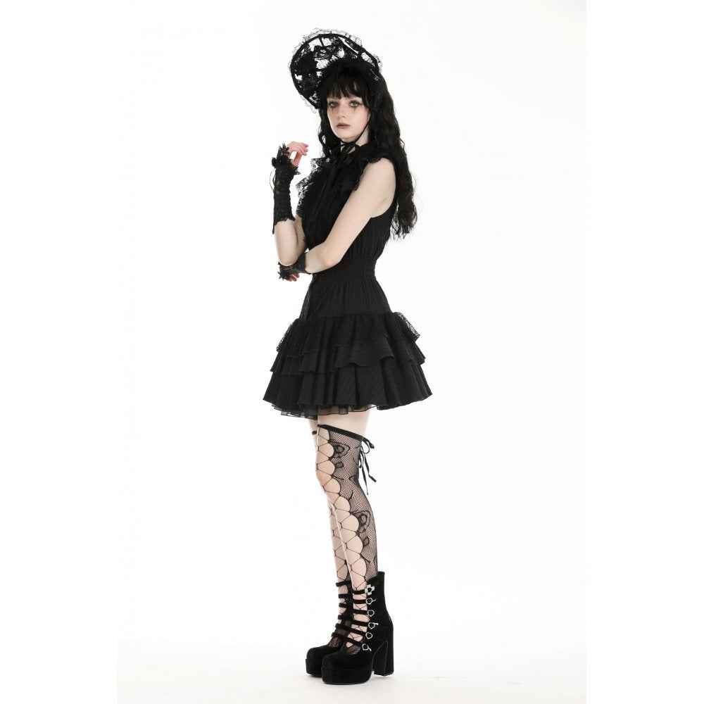 Dark in Love Diya Sleeveless Tiered Goth Dress