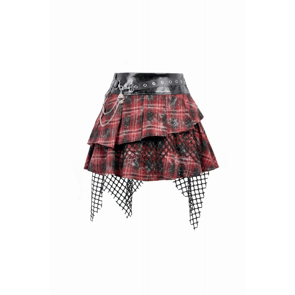 Dark in Love Linnea Plaid Mesh Layered Skirt - DevilGothic DevilGothic