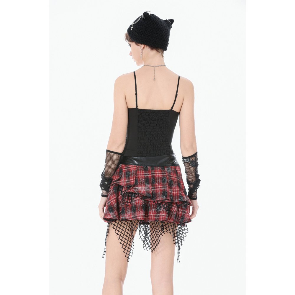 Dark in Love Linnea Plaid Mesh Layered Skirt - DevilGothic DevilGothic