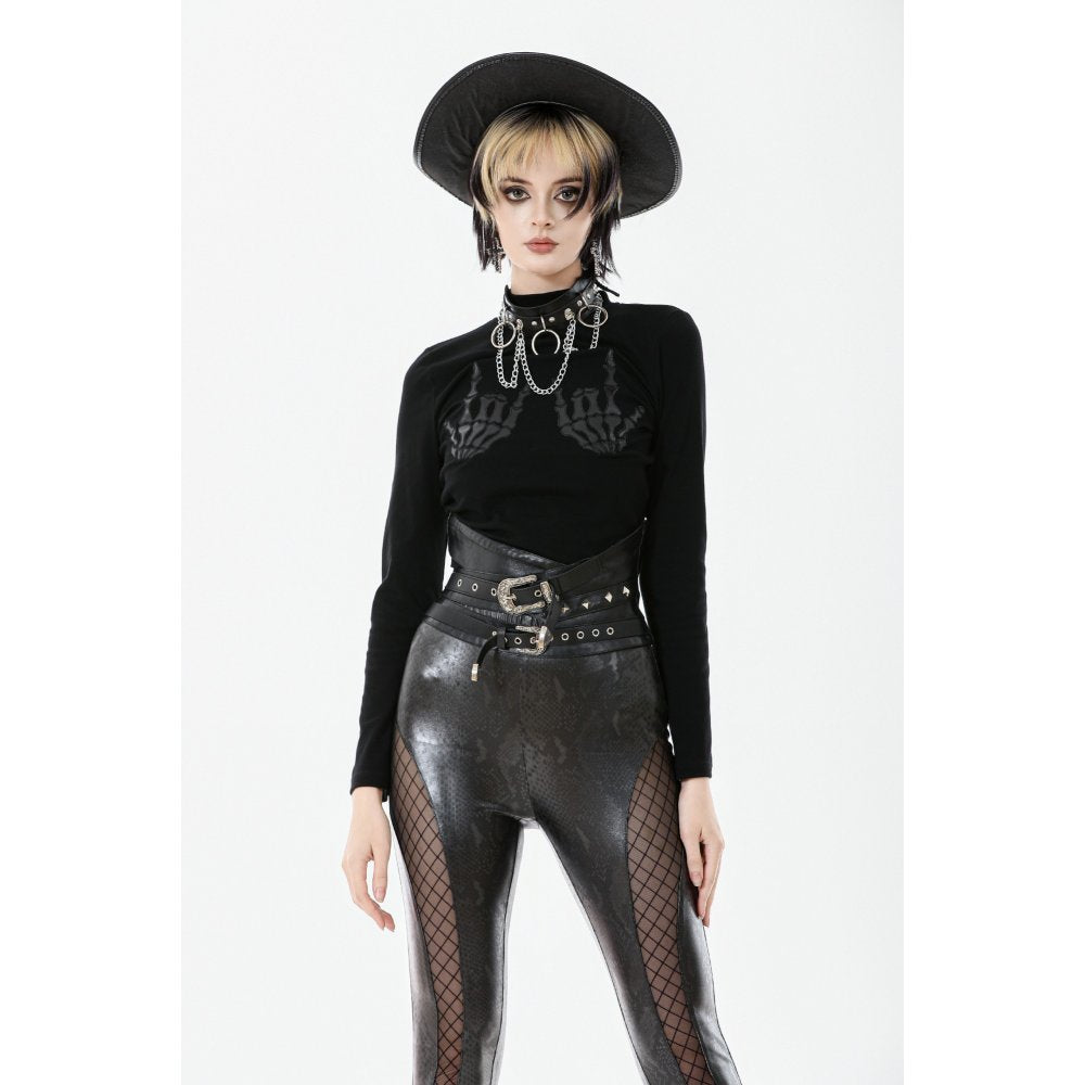 Dark in Love Lilith Skeleton Hands Long Sleeve Top - DevilGothic DevilGothic