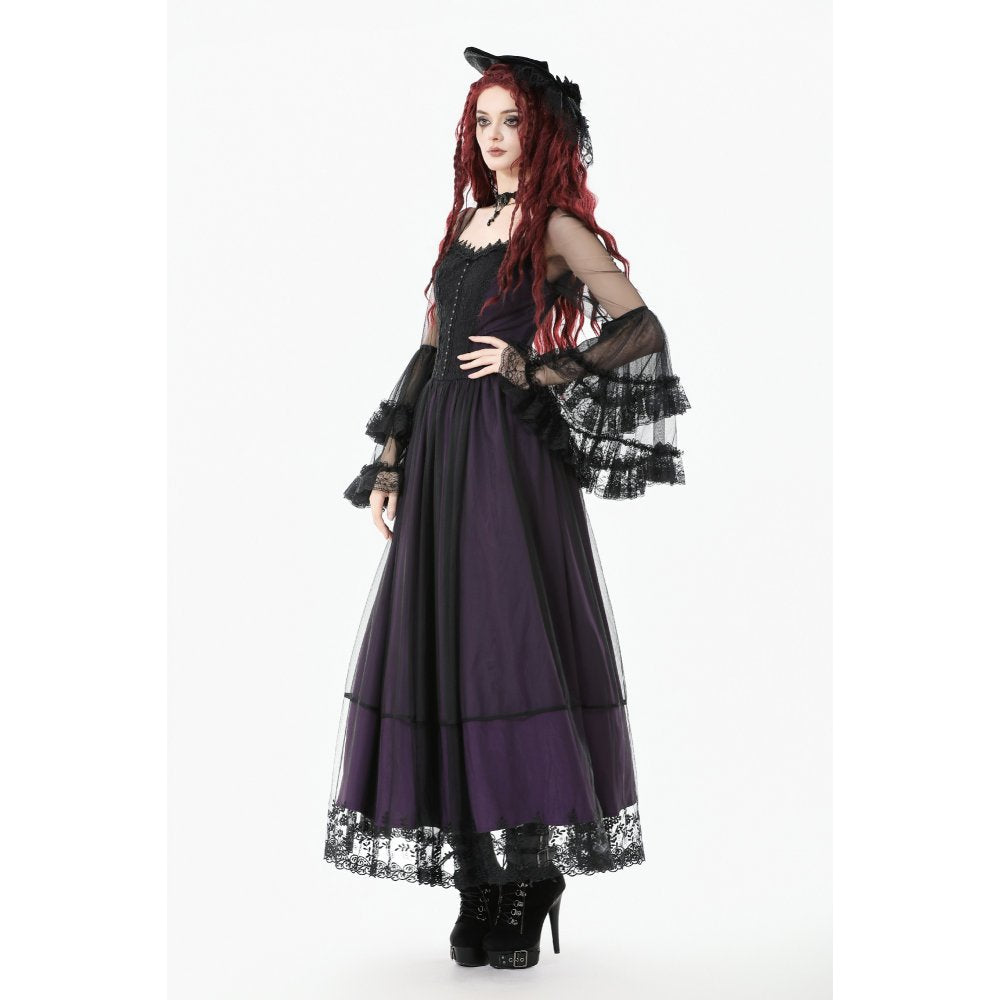 Dark in Love Lilith Bell Sleeve Gothic Maxi Dress - DevilGothic DevilGothic