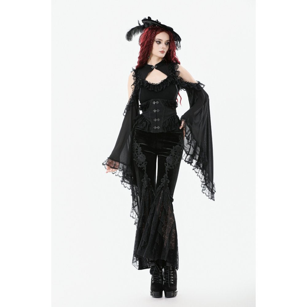Dark in Love Erzebeth Velvet Lace Flare Trousers - DevilGothic DevilGothic