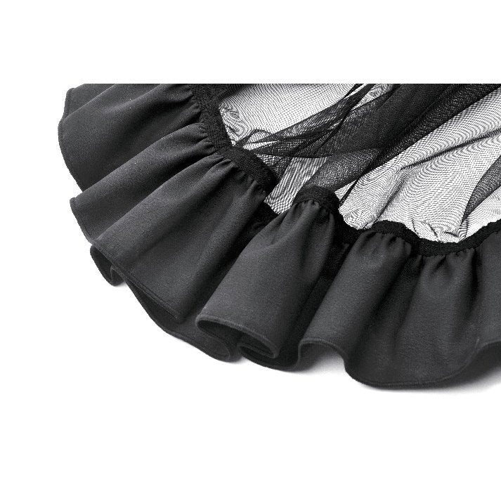 Dark in Love Belladonna Mesh Buckled Goth Skirt in Black - DevilGothic DevilGothic