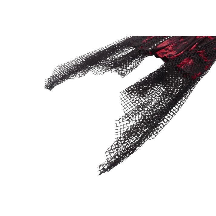 Dark in Love Bellatrix Red & Black Mesh Asymmetrical Dress - DevilGothic DevilGothic