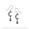 Alchemy Gothic Tears of the Moon Earrings with Black Crystal