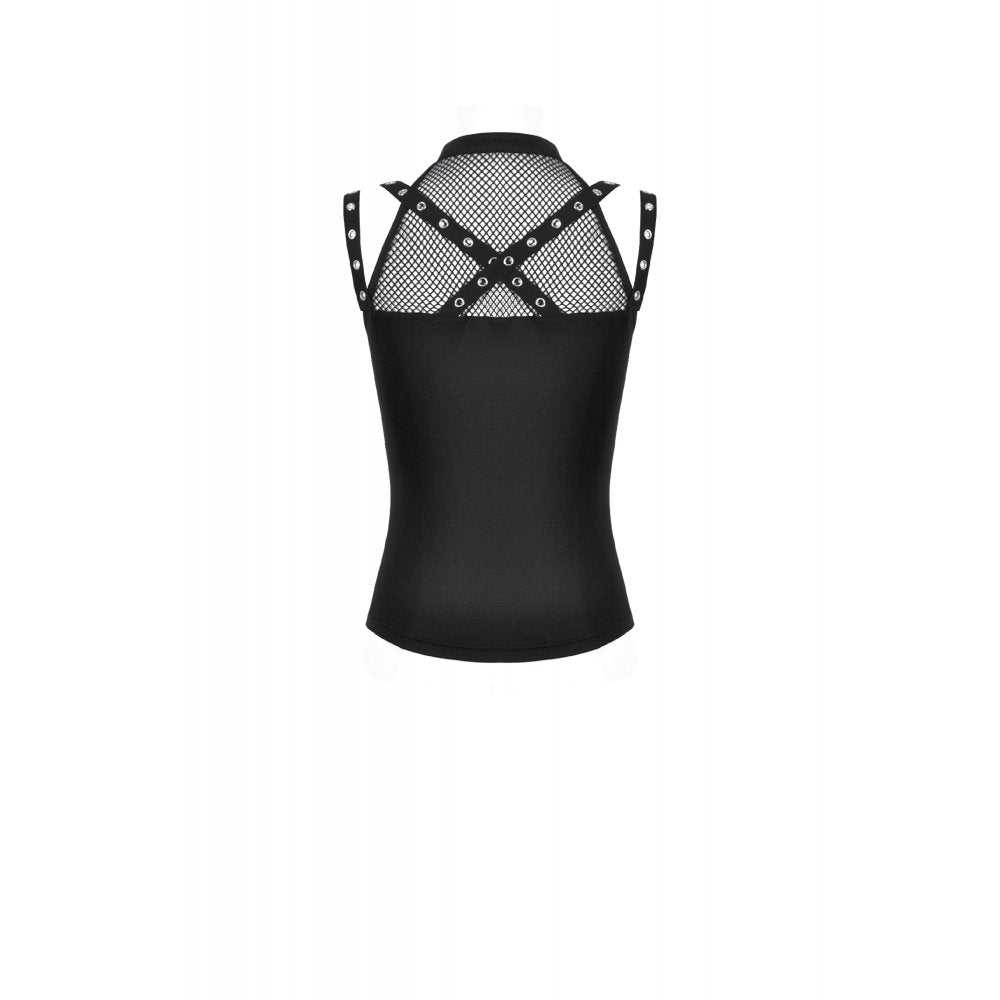 Dark in Love Ruth Mesh Strap Gothic Sleeveless Top - DevilGothic DevilGothic