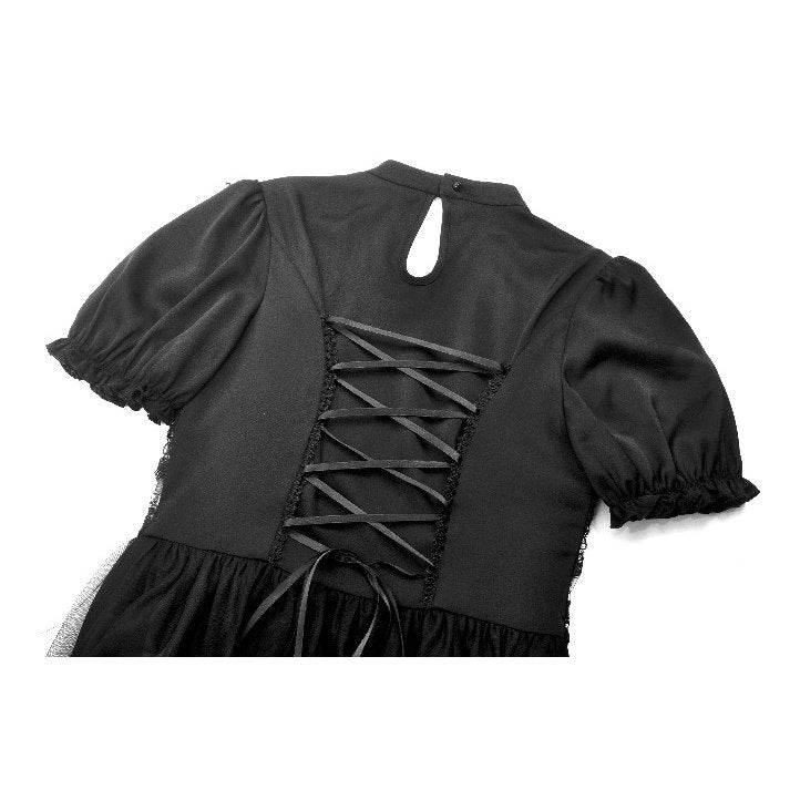 Dark in Love Ebon Rose High-Low Mesh & Lace Goth Dress - DevilGothic DevilGothic