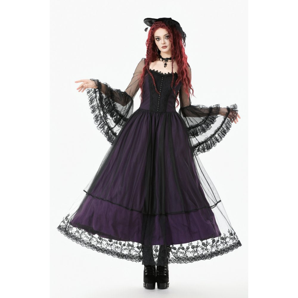 Dark in Love Lilith Bell Sleeve Gothic Maxi Dress - DevilGothic DevilGothic