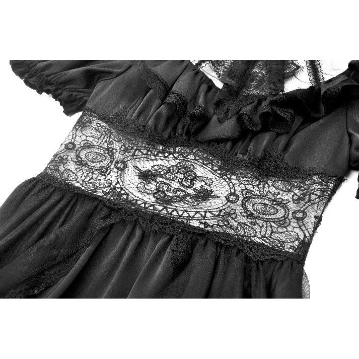 Dark in Love Ebon Rose High-Low Mesh & Lace Goth Dress - DevilGothic DevilGothic