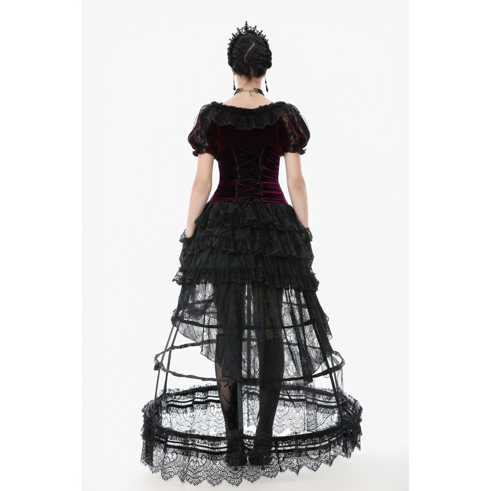 Dark in Love Isolde Velvet & Lace Puff Sleeve Bolero - DevilGothic DevilGothic