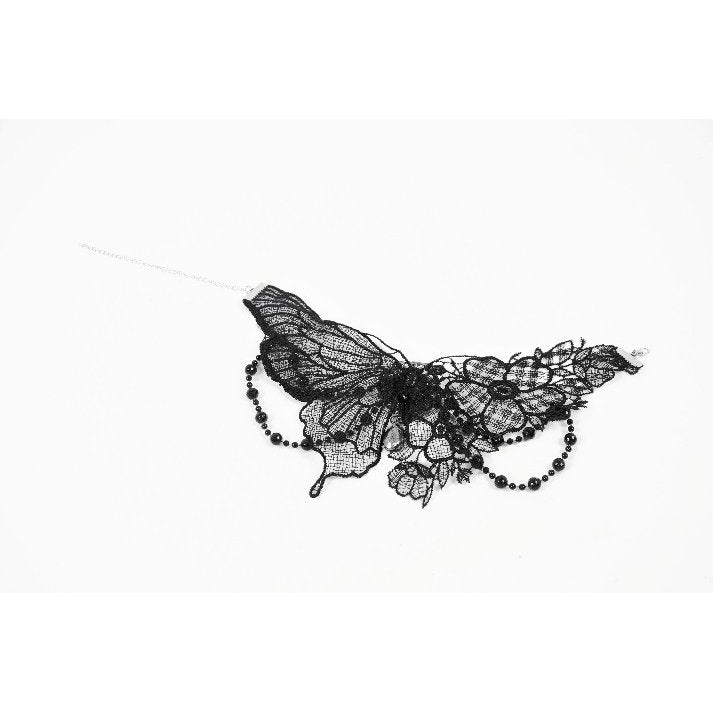 Dark in Love Lysandra Butterfly Lace Beaded Collar - DevilGothic DevilGothic