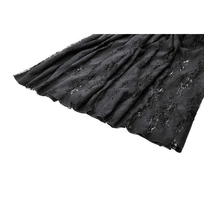Dark in Love Gothic Lace Velvet Layered Maxi Skirt in Black - DevilGothic DevilGothic
