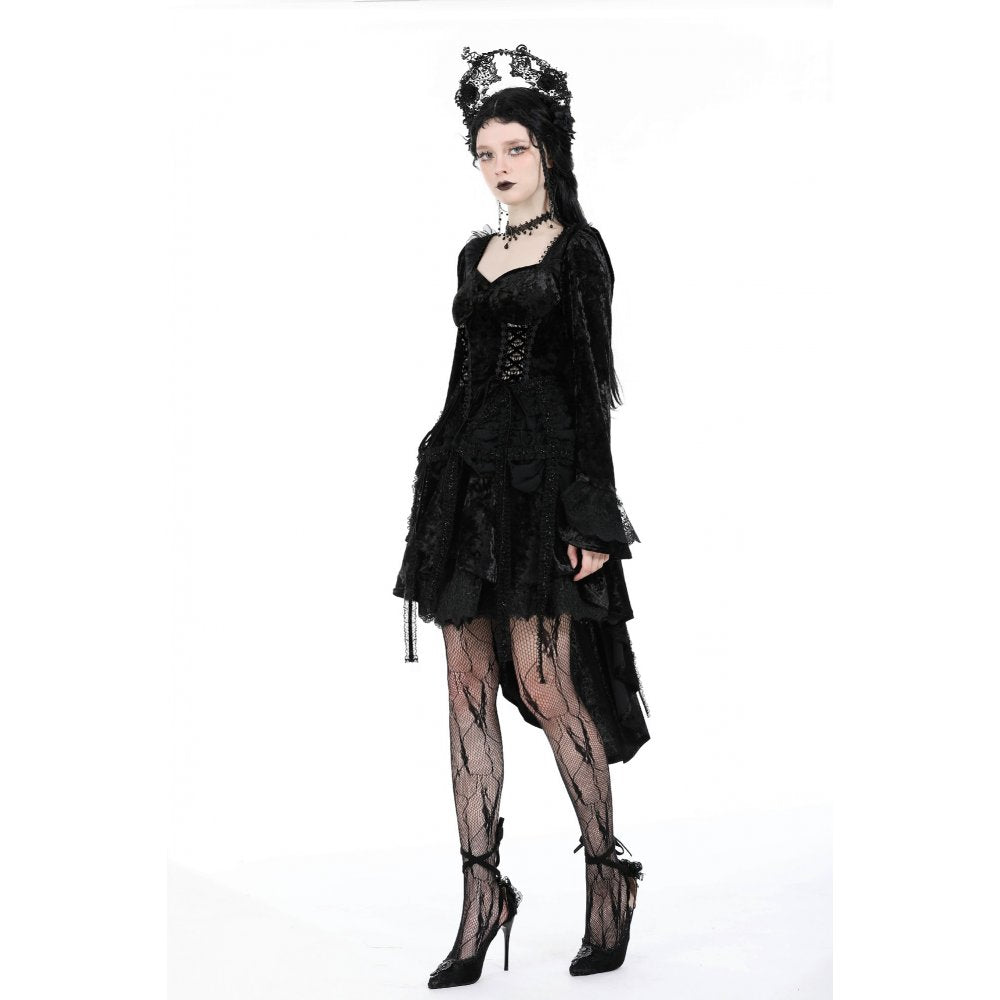 Dark in Love Seraphina Velvet Lace Goth Dress - DevilGothic DevilGothic