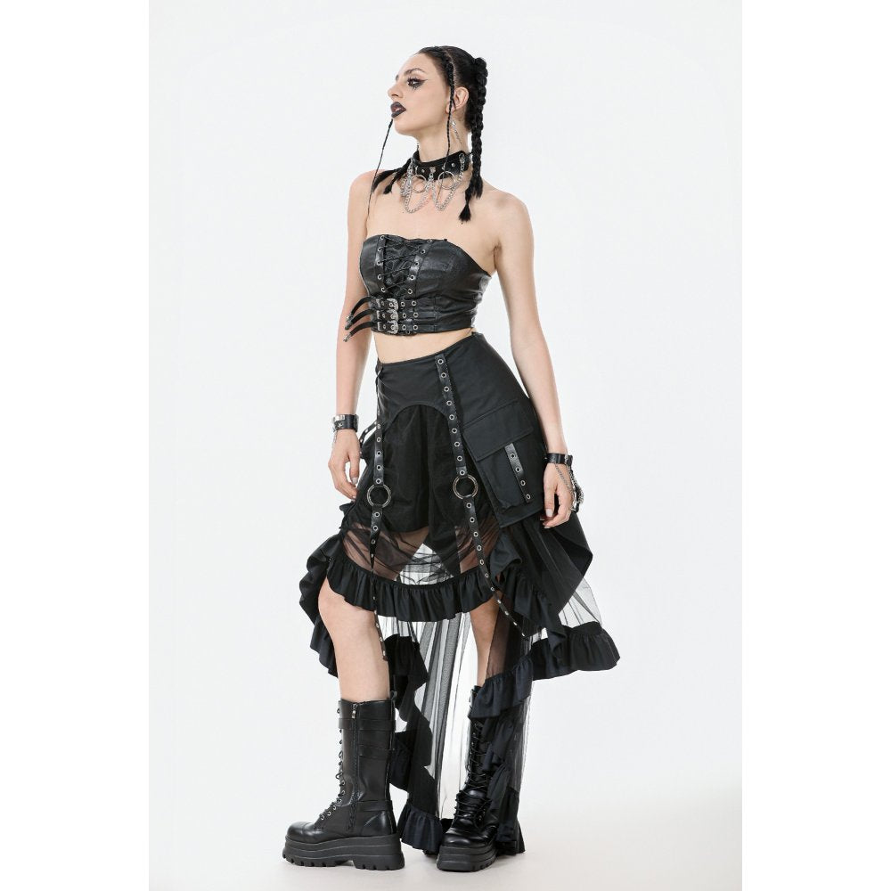 Dark in Love Ravena Buckled Faux Leather Corset Top - DevilGothic DevilGothic