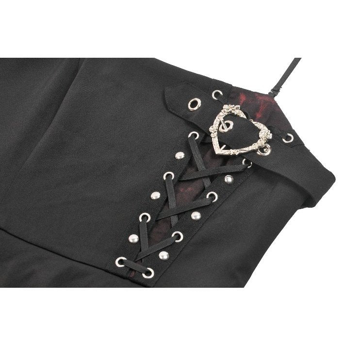 Dark in Love Nyssa Black & Red Strap Detail Goth Mini Dress - DevilGothic DevilGothic