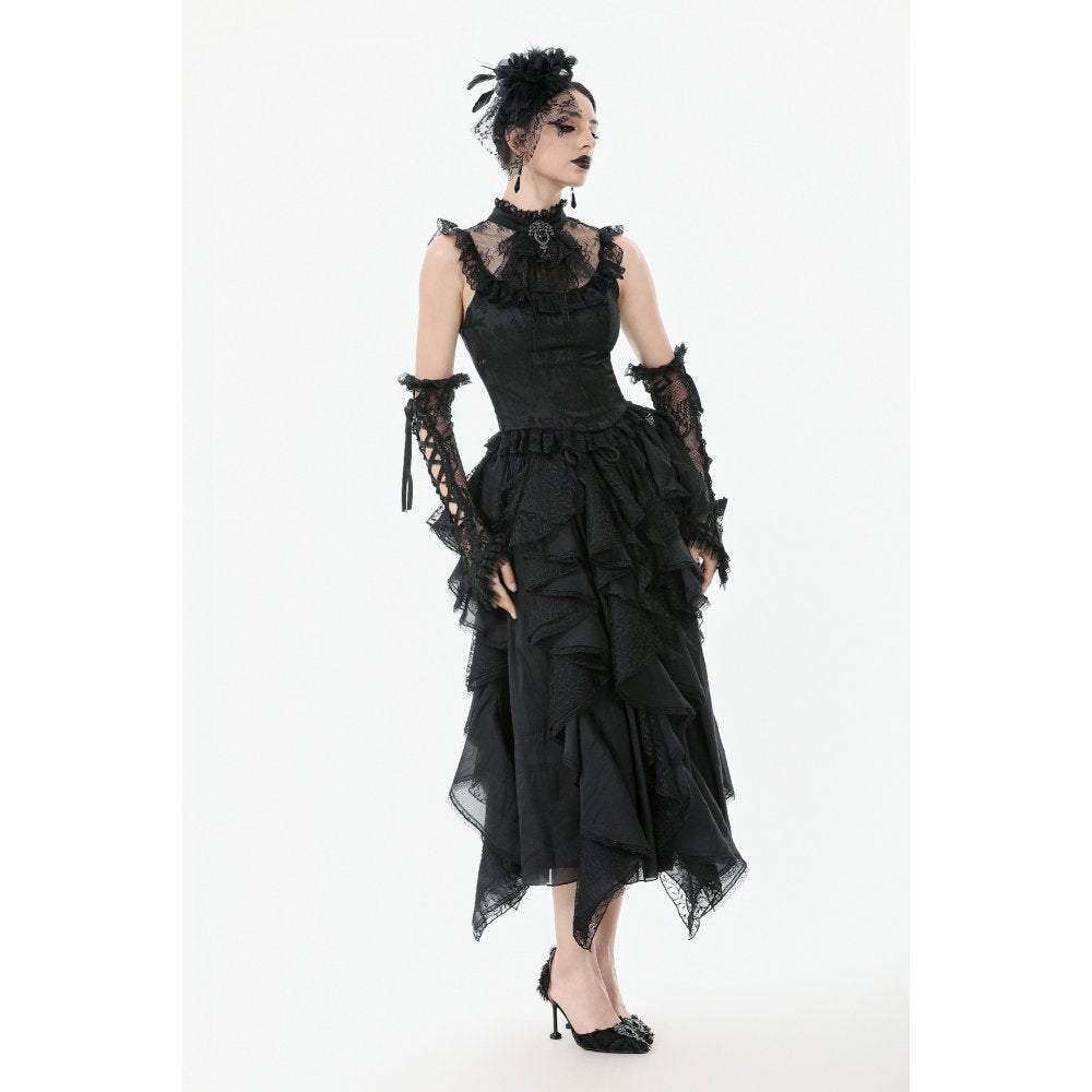 Dark in Love Seraphina Ruched Lace Goth Blouse in Black - DevilGothic DevilGothic