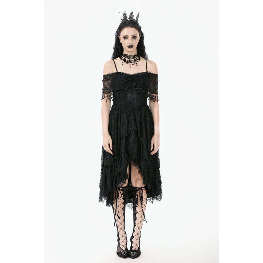 Dark in Love Soraya Gothic Lace High-Low Dress - DevilGothic DevilGothic