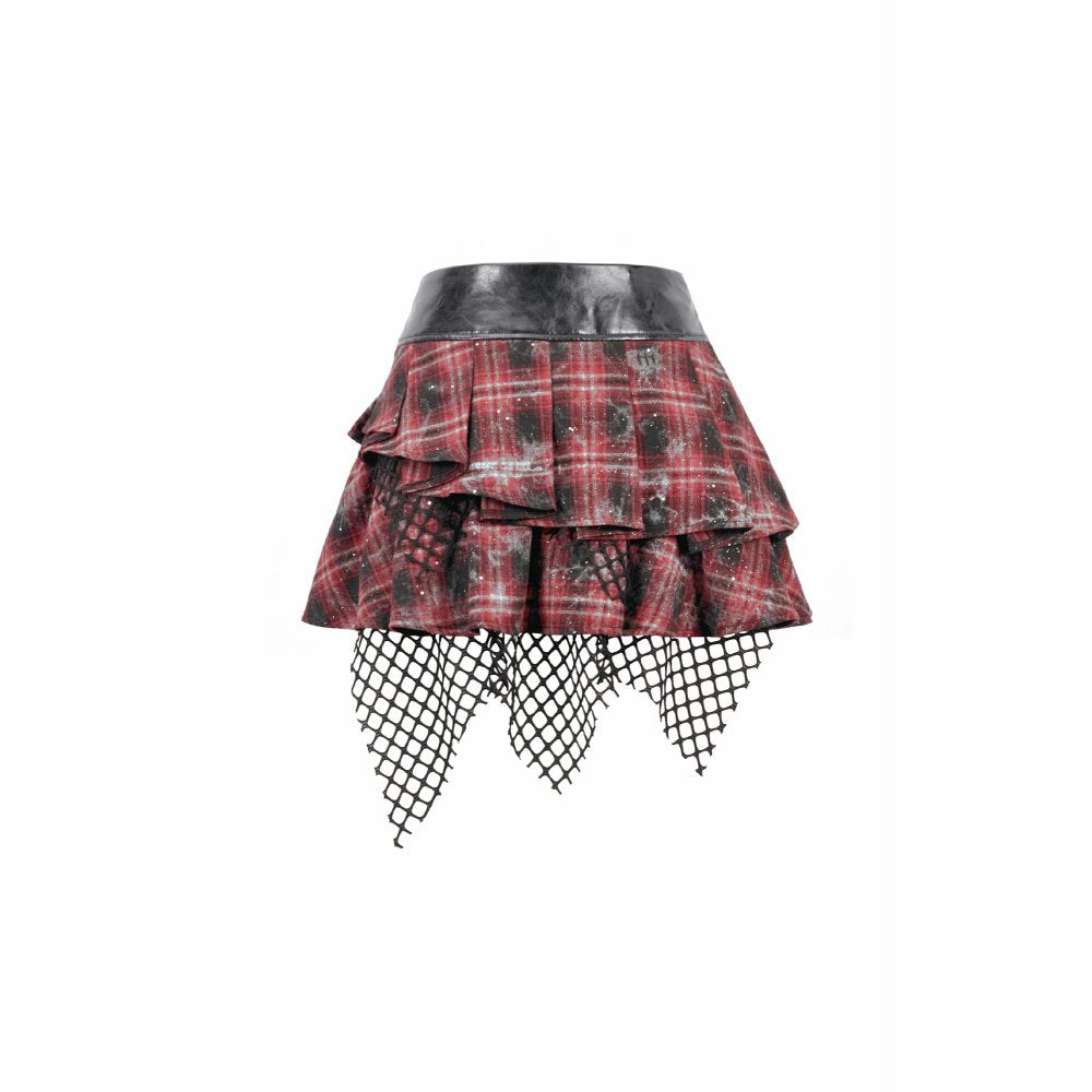 Dark in Love Linnea Plaid Mesh Layered Skirt - DevilGothic DevilGothic