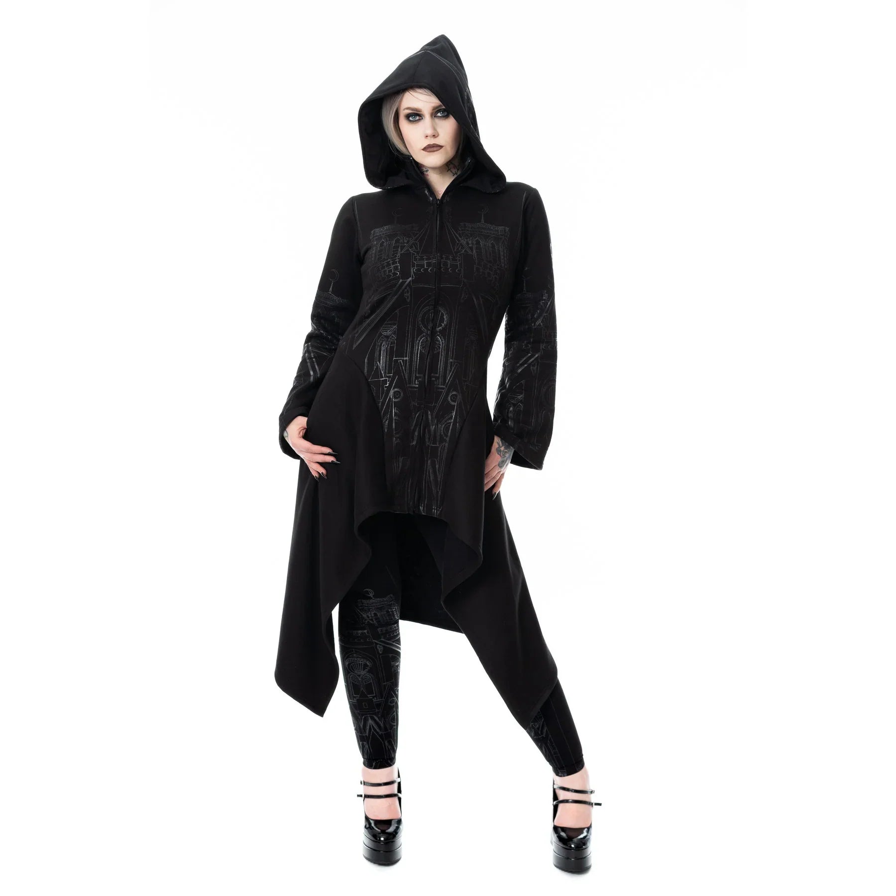 Vixxen Basilica Cathedral Style Printed Zip Up Hoodie - DevilGothic DevilGothic