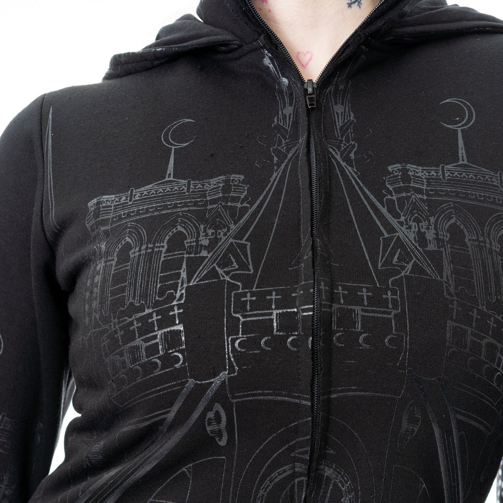 Vixxen Basilica Cathedral Style Printed Zip Up Hoodie - DevilGothic DevilGothic