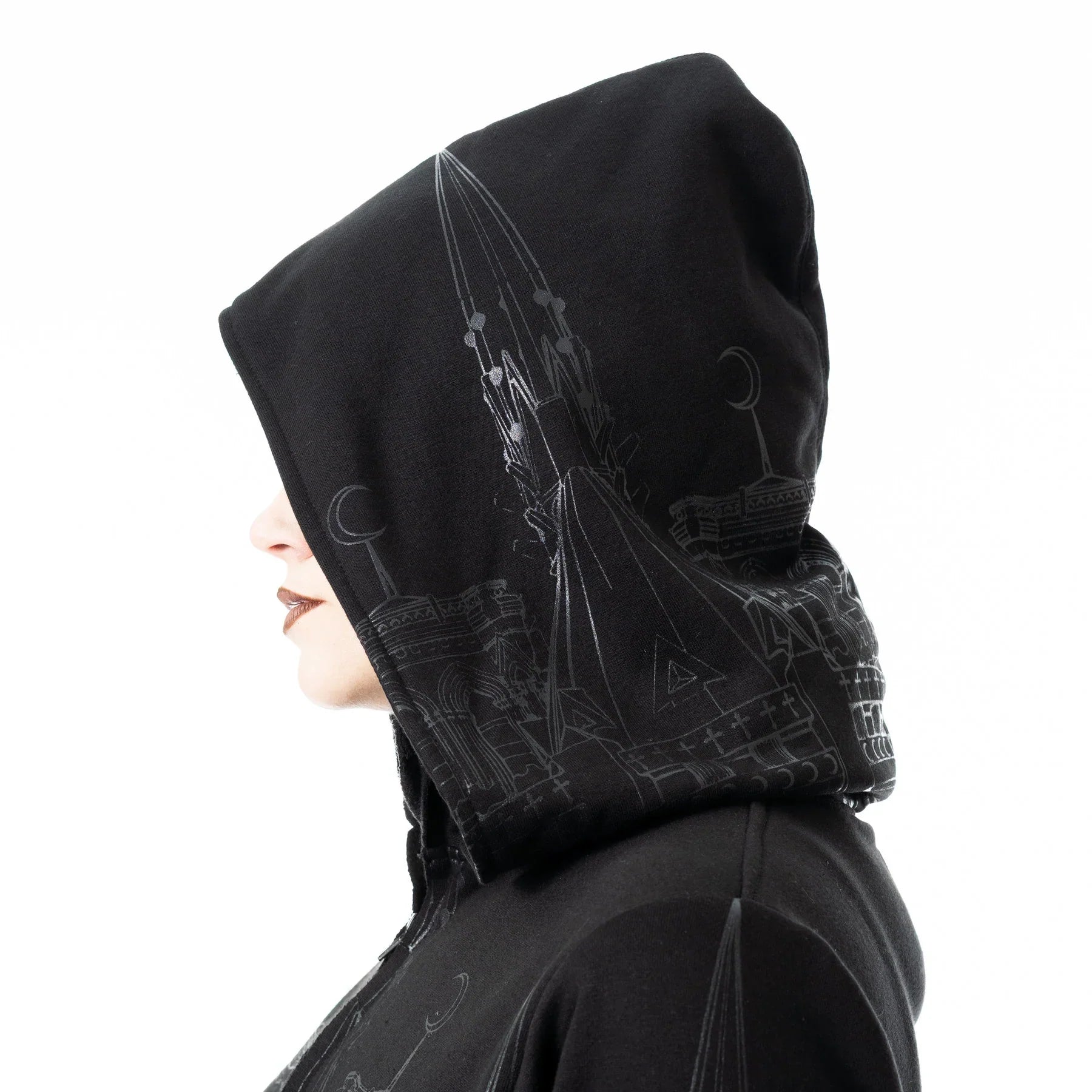 Vixxen Basilica Cathedral Style Printed Zip Up Hoodie - DevilGothic DevilGothic