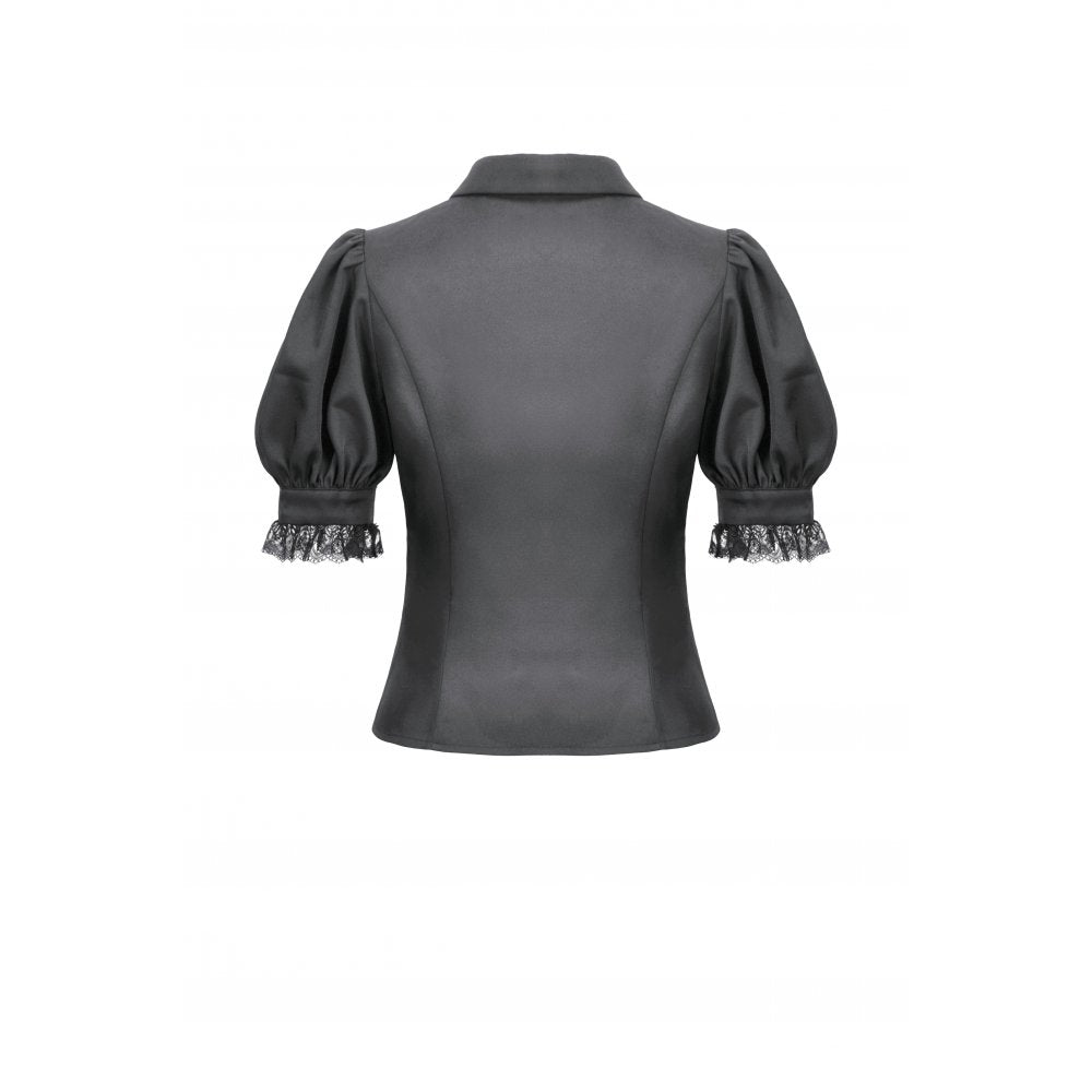 Dark in Love Viktoria Lace Ruffle Gothic Blouse in Black - DevilGothic DevilGothic