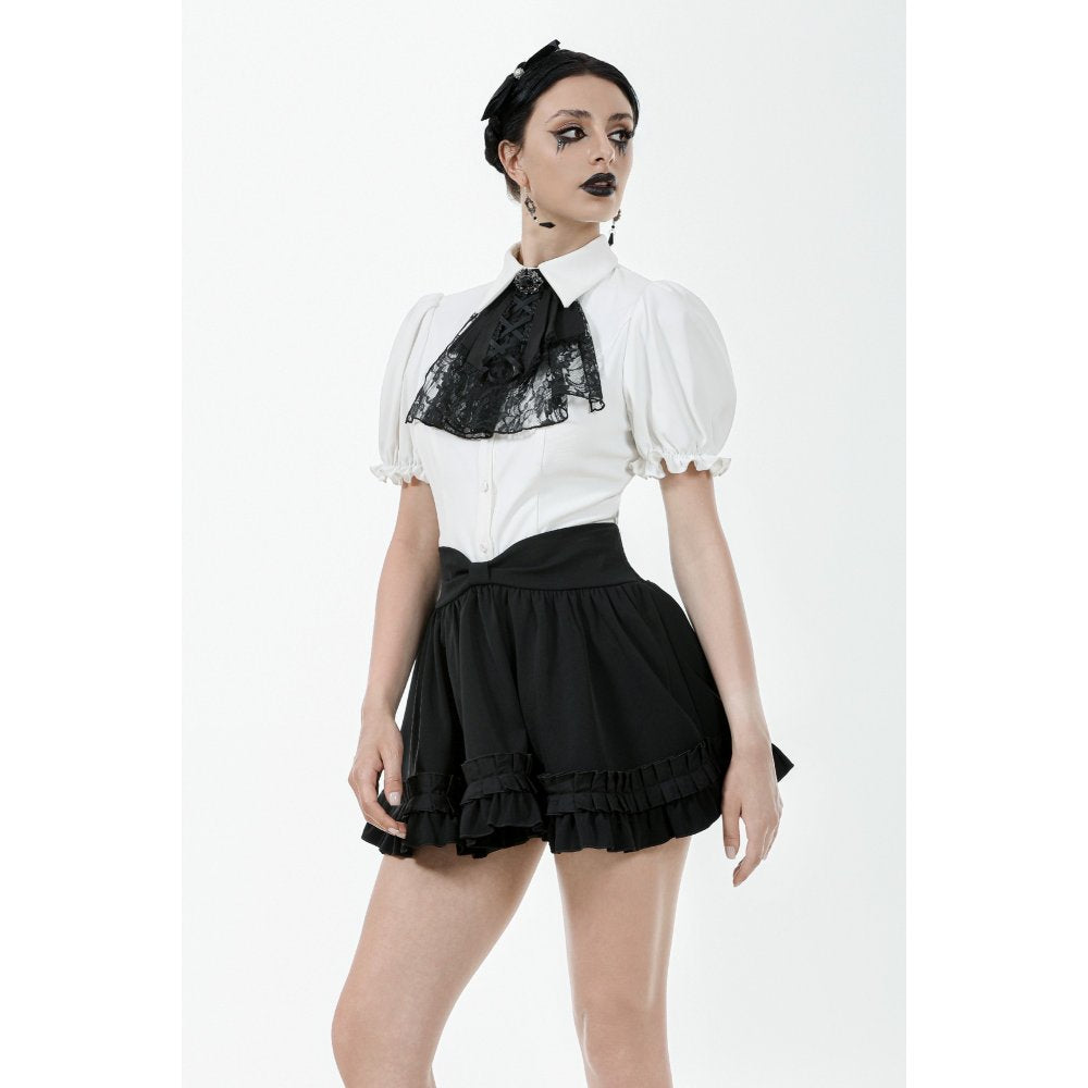 Dark in Love Lolita-Inspired Ruffled Mini Skirt in Black - DevilGothic DevilGothic